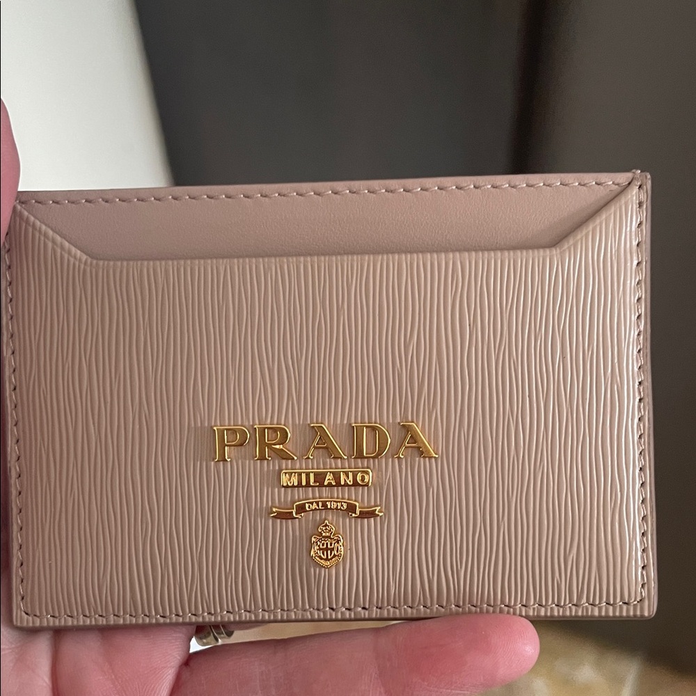 Prada Taupe Leather Card Holder - Picture 2 of 9